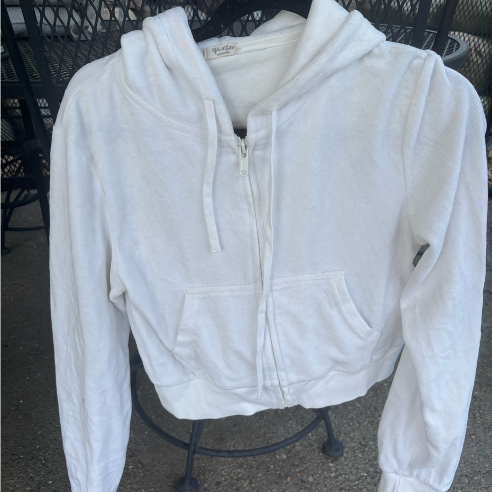 John Galt White Zip-Up Hoodie
